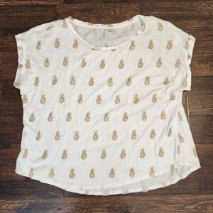 Cato Gold Pineapple All Over Print SS T shirt Top Summer Casual Womens 26/28W